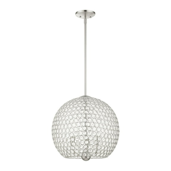45723-91 Livex Lighting Cassandra - 3 Light Pendant in Glam Style - 16 Inches wide by 18 Inches high-Brushed Nickel Finish    -Traditional