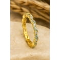 thumbnail image 4 of Aquamarine Wedding Band, 14k Yellow Gold Plated, Moissanite Diamond Band, Full Eternity Gold Band, 4 of 5