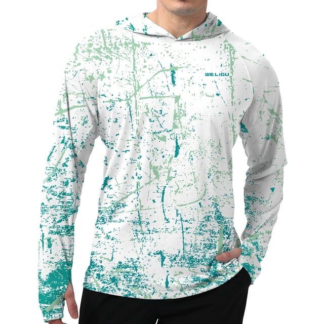 Camisas de manga larga para hombre con protección solar UPF 50+, SPF, ligeras, de secado rápido, senderismo, correr, pescar, verde menta, tamaño mediano