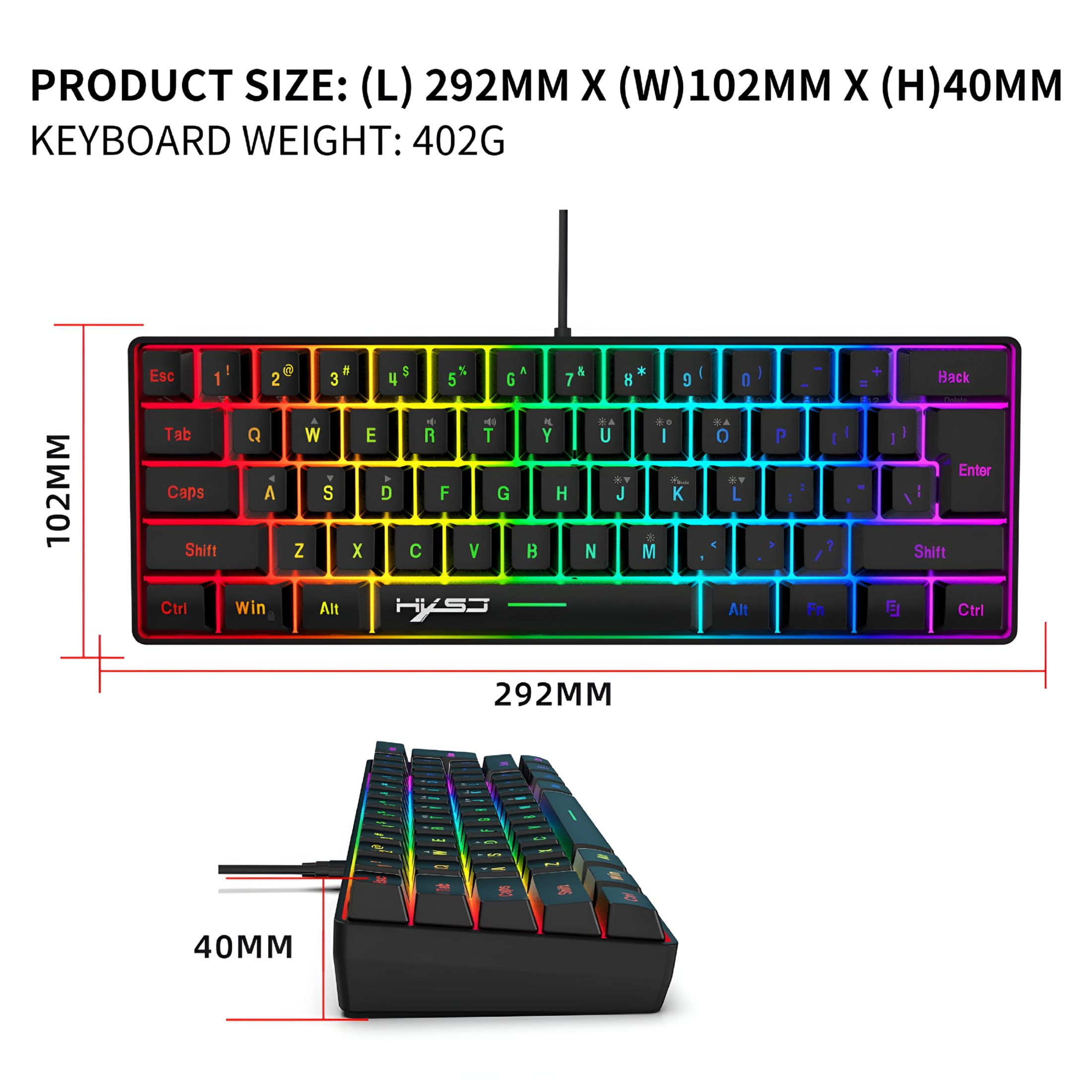 GJX 2026 New Wired Keyboard and Mouse Combo,61-Key Gaming Keyboard with Effects and Ergonomic Design,Perfect for Computer and Network Users for Gaming,Office,Home,Typing,Study