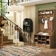thumbnail image 5 of KULAGAGA Hall Tree With Bench & Coat Hooks, Entrance Storage Cabinet with 10 Shoe Cubby for Hallway, Walnut, 5 of 6