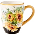 thumbnail image 2 of Sunflower Fields Ceramic Mugs, Set of 4 - 18 oz Floral Coffee & Tea Cups with Golden Handles - Great for Brightening Mornings, Hosting Guests, or Gifting Joy C80, 2 of 3