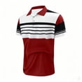 thumbnail image 3 of JOANKDMI Striped Shirts for Men Short Sleeve Casual Golf Tees Classic Fit Color Block Button Down Tops Moisture Wicking Breathable Tennis Daily Pullover S-5XL, 3 of 6