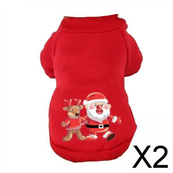 2x Sudadera con Capucha Navideña para Cachorros, Trajes para Cachorros, Suéter para Mascotas, Traje Cálido de Navidad para Vacaciones, Ropa para Chihu 2 piezas