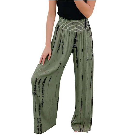 Owordtank Wide Leg Baggy Pants for Women Casual Striped High Waist Floor Length Lounge Pants