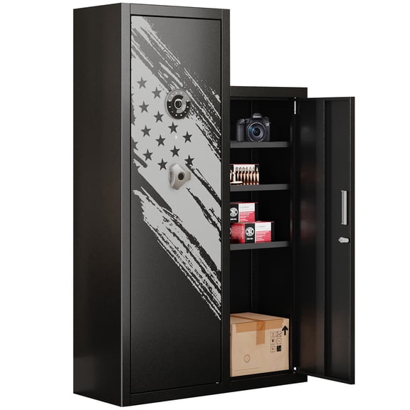 KAER 8-10 Gun Safe, Large Gun Safe for Rifle and Pistol, Assembled Gun Cabinet & Unassembled Storage Cabinet with Removable Shelf for Home