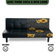 thumbnail image 3 of Xoenoiee Sunflower Leopard Print Futon Cover High Stretch Armless Sofa Covers Foldable Sofa Bed Covers Jacquard Futon Slipcover Waterproof Furniture Protector for Kids, Pets, 3 of 7