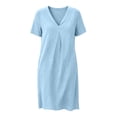 thumbnail image 5 of Umfun Comfy V-Neck Short Sleeve Cotton Dresses for Women with Side Pockets - Relaxed Fit T-Shirt Dress for Errands & Lounging, 5 of 9