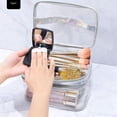 thumbnail image 4 of Transparent Cosmetic Bag Waterproof Toiletry Bag Ladies Cosmetic Bag Transparent Double Layer Waterproof High Capacity Toiletry Storage Bag For Travel Pink, 4 of 7