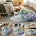thumbnail image 6 of Purple Lavender Large Area Rugs for Bedroom Living Room, Soft Non Slip Carpet Bedside Rug, Green Leaves Spring Bike Botanical Round Floor Cover Kitchen Accent Rug 7' for Dining Room/Office, 6 of 9