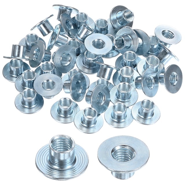 Uxcell 50-Pack M10x12mm Tuercas en T de Acero Carbono Galvanizado Base Redonda Tuercas de Soldadura Plata