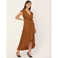thumbnail image 3 of Moomaya Sleeveless V Neck Wrap Solid Rayon Dress - Women's Stylish Wrap Dress, 3 of 9