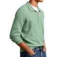 thumbnail image 3 of Fgvctg Sweatshirts for Men Quarter Zip Pullover Corduroy Sweatshirt Oversized Stand Collar Long Sleeve Shirt Lightweight Fashion Spring Tops Light Green L, 3 of 5