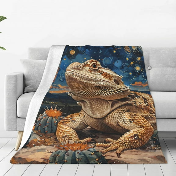 Bearded Dragon Lizards Retro Starry Throw Blanket Super Soft Lightweight Cozy Fluffy Plush Blanket for Bed Couch Sofa Chair 40x30