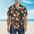 thumbnail image 2 of Sikiie Colorful Astronomy Print Men's Hawaiian Shirt, Summer Beach Button Pocket Short Sleeve T-Shirt,Medium, 2 of 7