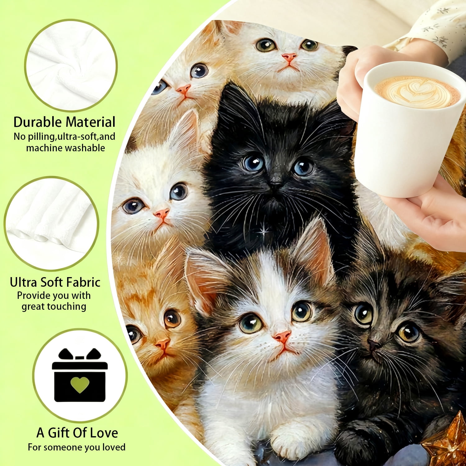 Cute Cat Gifts Blanket for Women Cat Lovers Stuff Cats Throw Blanket Animal Plush Cats Blanket Gifts for Women Adults Men Birthday Party Decorations Bed Room Decor 80"X60"