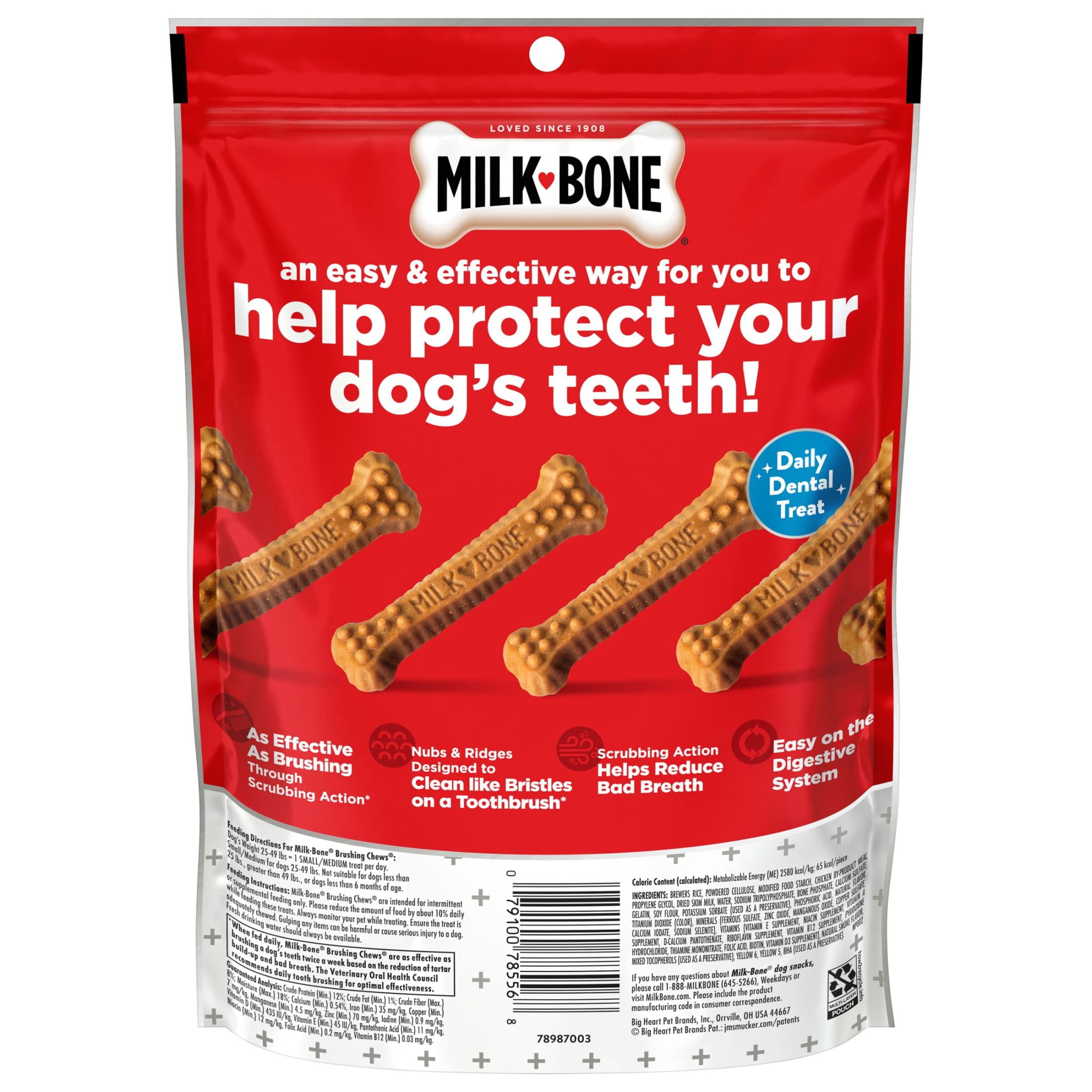 (24 pack) Milk Bone Brushing Chews Original Chicken Flavor Daily Dental Dog Treats, Small/Medium, 7.1 Ounce Bag