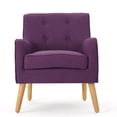 thumbnail image 4 of Benjara Felix Accent Armchair- Splayed Birch Wood Legs- Button Tufted Purple, 4 of 5