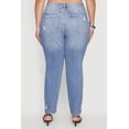 thumbnail image 5 of Womens Plus Size WAX Patch Distressed High Waist Slim Straight Jeans, 5 of 5