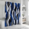 thumbnail image 5 of Blue Black Stripes Shower Curtain Set - 48" x 72" Washable Bathtub Curtain with 12 Hooks, Modern Abstract Ombre Grey White Lines Waterproof Fabric Stall Shower Curtains for Bathroom/Bathtub Décor, 5 of 6