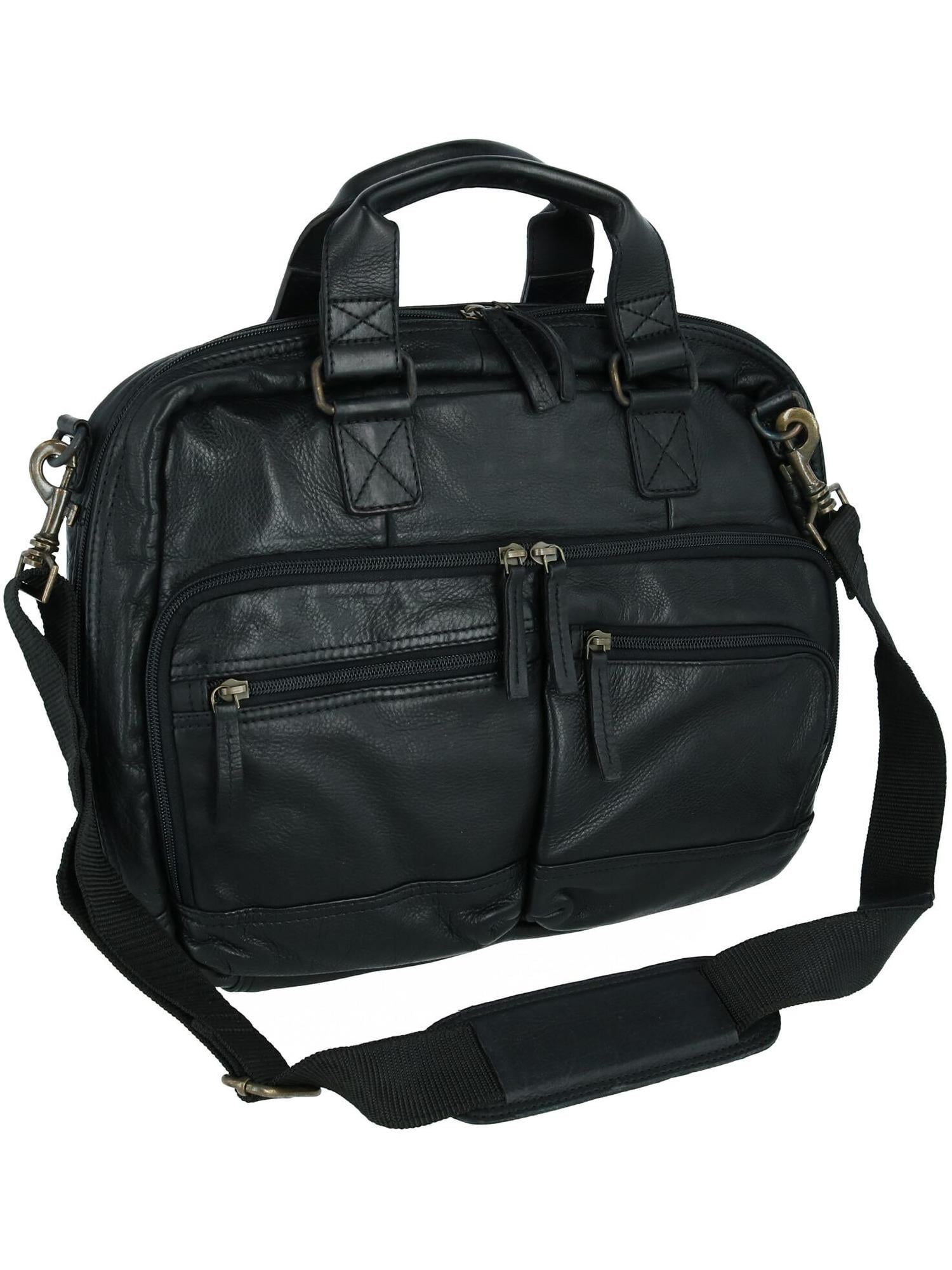 CTM CTM® Double Handle Expandable Leather Briefcase (Men's) Walmart