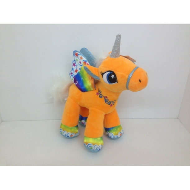 KIPP - Orange Unicorn with Wings Soft Stuffed Plush Animal Toy - 8