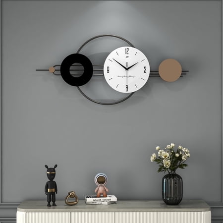 Decorative Wall Clocks For Living Room Decor Large Modern Metal Battery Operated Bedroom Kitchen Office Home 31 Inch Big Silent Black Clock Non Ticking Indoor