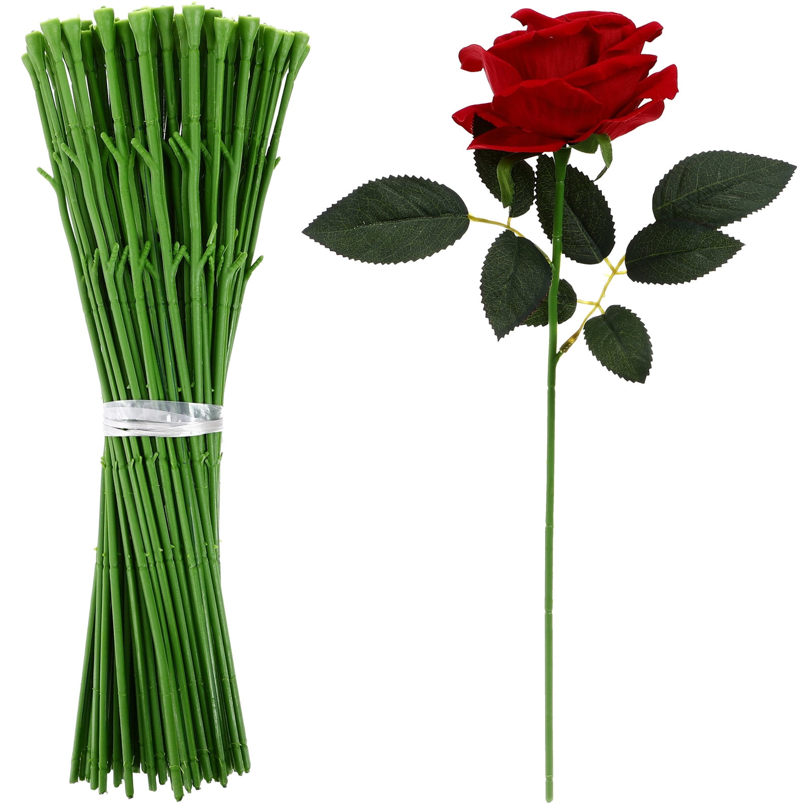 3 Count DIY Making Flower Rod Artificial Head Accessory Flowers Bouquet Floral Stem Wire Baby Green