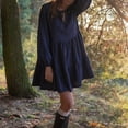 thumbnail image 1 of Robe en Gaze 100 % Coton Rétro : Décontractée à Volants, Manches Longues, Mini Robes Élégantes pour Fêtes de Printemps et d'Automne - Bleu Foncé / m, 1 of 2
