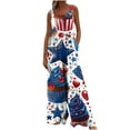 thumbnail image 6 of Wiyuqeen Women's 4th of July Linen Overalls Sleeveless Stars Print Rompers Lightweight Bib Jumpers Casual Red White and Blue Overalls, 6 of 8