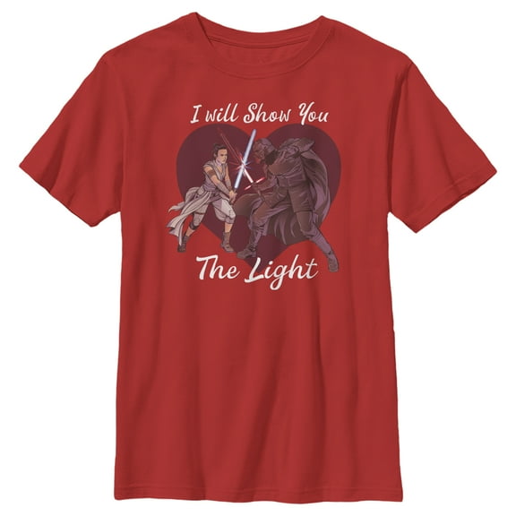 Boy's Star Wars: The Rise of Skywalker Kylo Ren and Rey I Will Show You the Light  Graphic Tee Red Large
