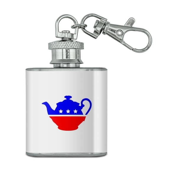 Tea Party Movement Political Stainless Steel 1oz Mini Flask Key Chain