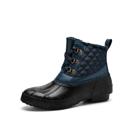 

Zodanni Ladies Warm Winter Shoes Work Comfort Round Toe Snow Boot Cold Weather Anti-slip Lace Up Duck Boots Blue 8