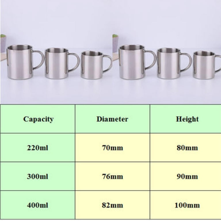 220/300/400ML Stainless Steel Double Walled Mugs Metal Coffee Cup Mug  Insulated Cups with Handles for Home Camping Outdoors 