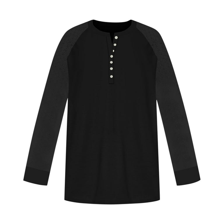 Tdoqot Womens Trendy Plus Size Tops- Casual Lace Long Sleeve