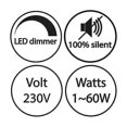 thumbnail image 4 of Regulador de intensidad de luz, interruptor giratorio con 220-230 V, blanco, pulsador para LED regulable, 4 of 4