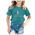 thumbnail image 1 of 2DXuixsh T-Shirt Fille Été Manches Courtes Tee Sportswear Col Rond T-Shirt Ample Décontracté Mignon Imprimé Basique Vert Taille 160, 1 of 4