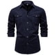 thumbnail image 1 of pstuiky camisas de manga larga para hombre, Blusa informal de manga larga con botones y parches lisos para hombre salir tops l, 1 of 4