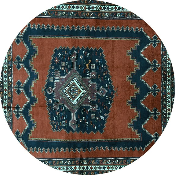 Ahgly Company Indoor Round Persian Light Blue Traditional Area Rugs, 5' Round