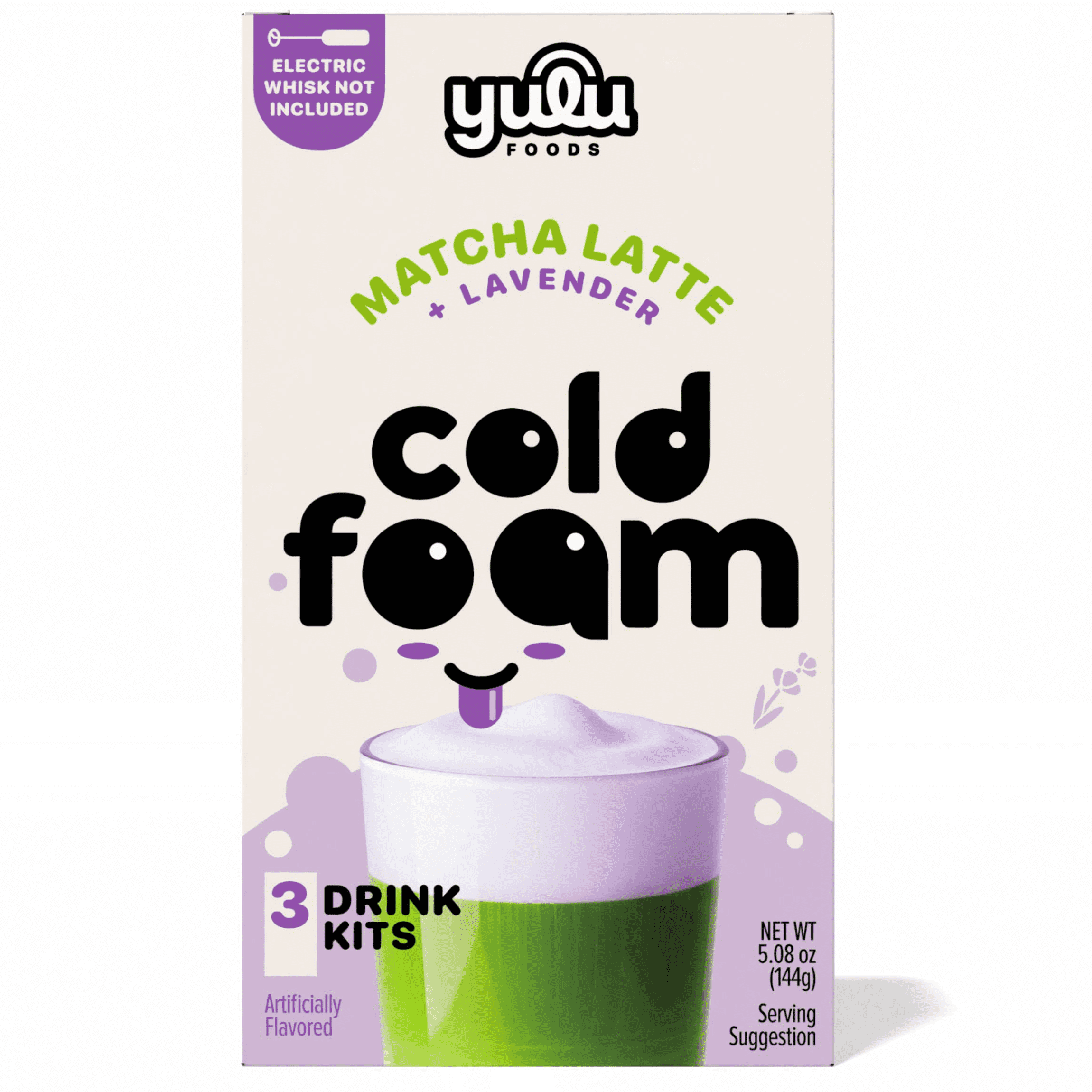 Yulu - Instant Cold Foam Latte Kit - Matcha Latte w/ Lavender Cold Foam 3 SETS NET WT 5.08 oz (144g)