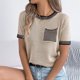 thumbnail image 5 of RKSTN T Shirts for Women Oversized Crewneck Short Sleeve Shirts Womens Casual Solid Plus Size Round Neck Loose Fits Comfy Tee Shirt with Chest Pocket Summer Clothes, 5 of 9
