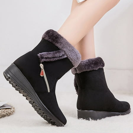 

Juebong Boots on Sale Snow Boots Women Boots Flat-Heel Boots Winter Plus Cotton Booties Black 8