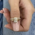 thumbnail image 3 of Jewelerix Yellow Gold Vermeil Radiant Cut Engagement Ring with Pave Wedding Band Set, Bezel Set Solitaire Bridal Set for Women, 3 of 6