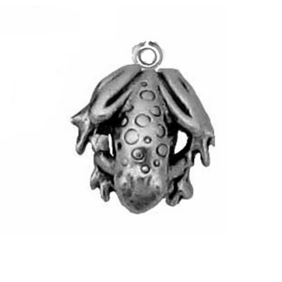 Sterling Silver 30" 1mm Box Chain 3D Mini Sitting Frog Pendant Necklace