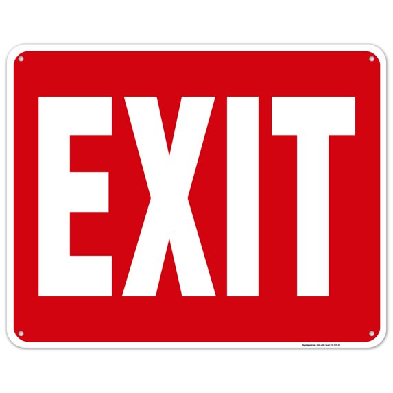 Exit Red Background Sign,