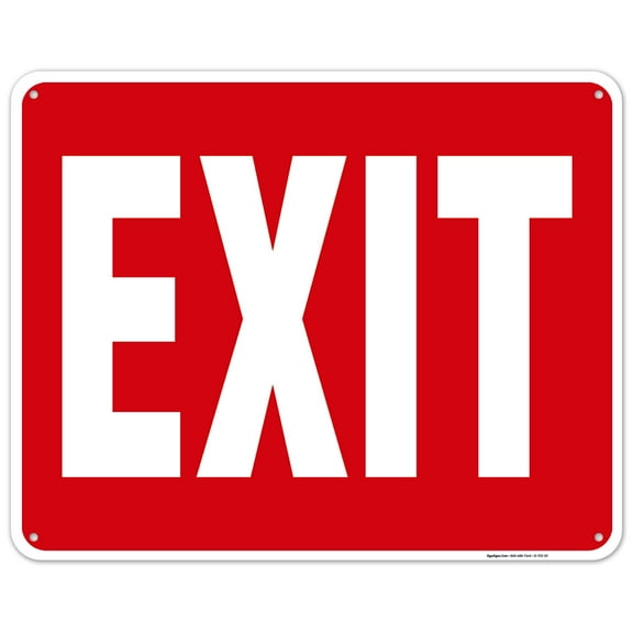Exit Red Background Sign,