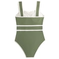thumbnail image 4 of Girls Modest Swimsuit Summer One Piece Swimsuits Color Block Bathing Suit Contrast Trim Wide Straps Swimwear For Teens Girls, 7-14 Years, 4 of 7