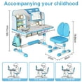 thumbnail image 3 of 2-in-1 Kids Study Desk & Chair Set - Adjustable Ergonomic Desk with Astronaut Pattern, Bookshelf & Storage Drawer (Pink/Blue), 3 of 7