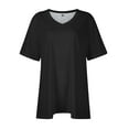 thumbnail image 4 of Ayolanni Womens Tee Shirts V-Neck Plus Size Short Sleeve Black Solid T-Shirts Girls Shirts 4x, 4 of 7