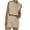 Khaki, variant on Womens 2 Piece Activewear Sleeveless Hoodie Top and Shorts Outfit Set Sports Running Suit Casual Loose Fit Sweatsuit